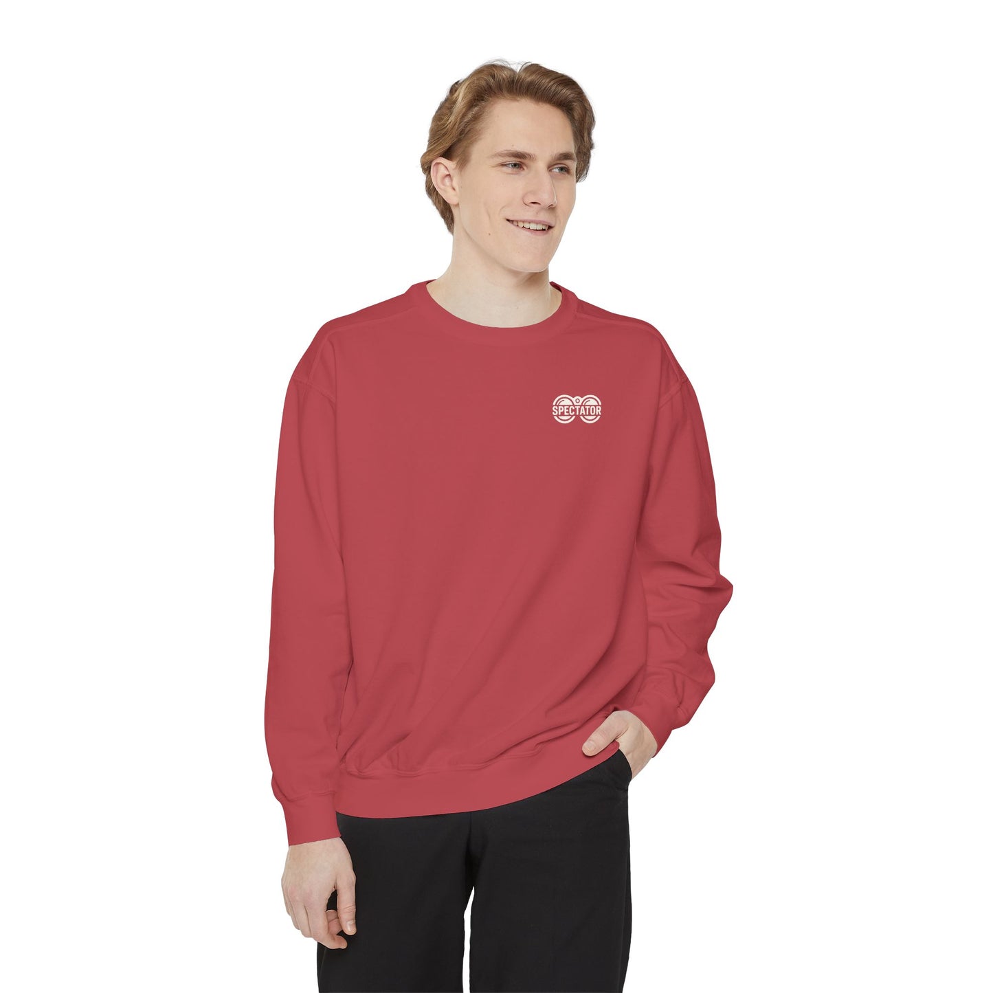 Spectator Unisex Garment-Dyed Sweatshirt | A Visual Manifesto for the Modern Observer. “THE ART OF WATCHING.” It’s a Tribute to Presence, Perception, and the Quiet Power of those who see more than they say. Embrace the Spectator in you