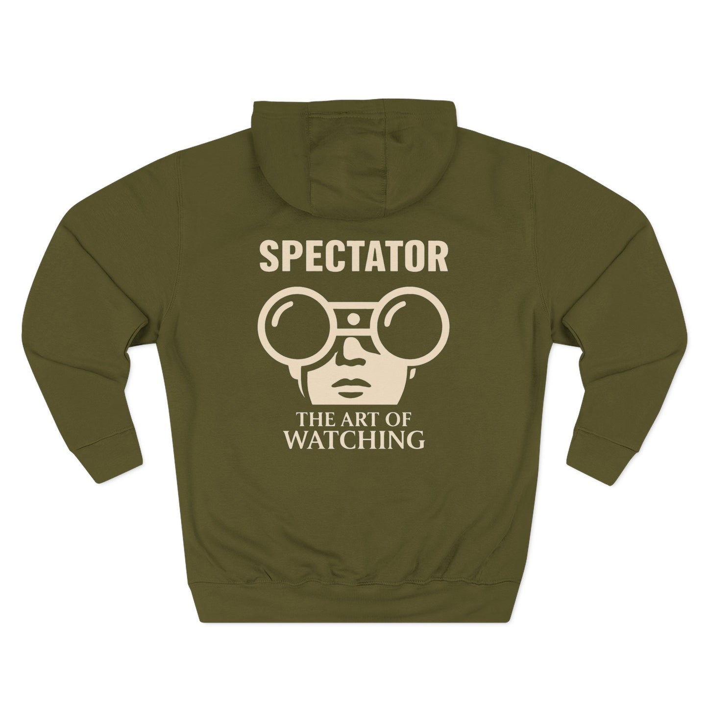 Spectator Three-Panel Fleece Hoodie | “THE ART OF WATCHING. Tribute to Presence, Perception, and the Quiet Power of those who see more than they say. Designed for Streetwear, Nightwear, and Cool Gameday Presence.